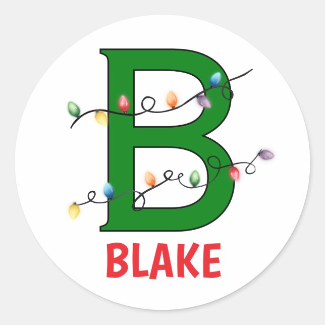 Alphabet Christmas String Lights Gift Labels (Front)