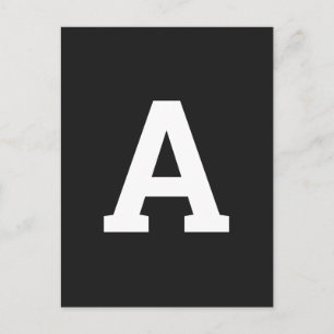 Alphabet Custom Letter Black Modern Minimalist Postcard