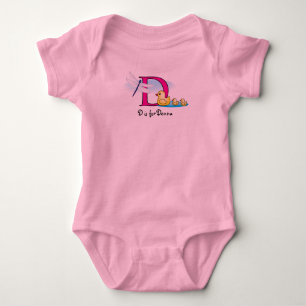 Alphabet D for girls T-Shirt - add your name Baby Bodysuit