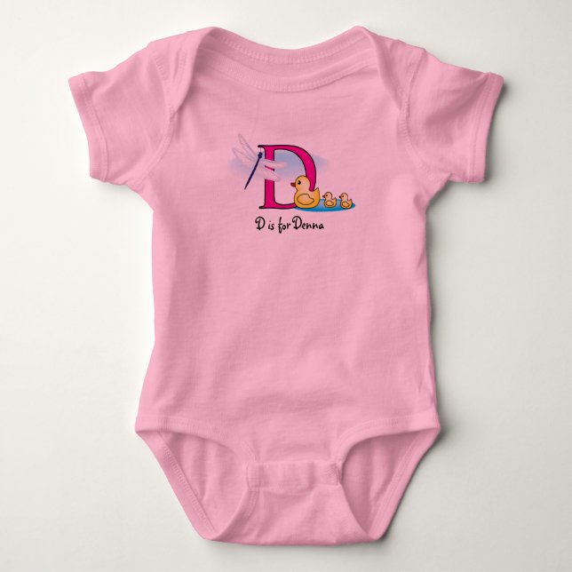 Alphabet D for girls T-Shirt - add your name Baby Bodysuit (Front)