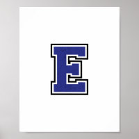Alphabet E in Blue Colour