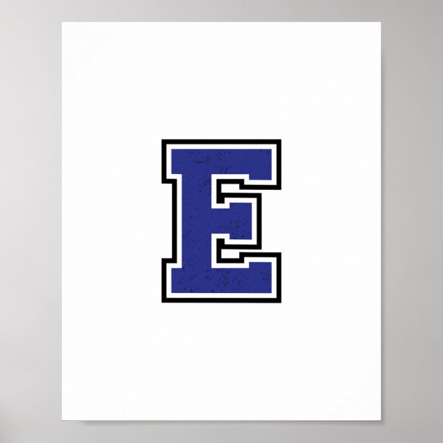 Alphabet E in Blue Colour Poster (Front)