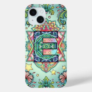 Alphabet E mandala iPhone 15 Case