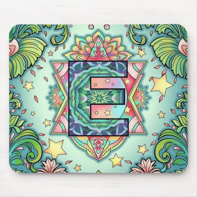 Alphabet E mandala Mouse Pad (Front)