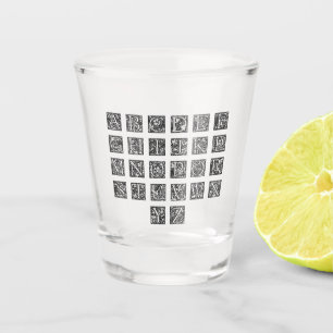 alphabet english font shot glass