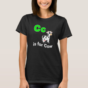 Alphabet Farm Animal Learn Teach Phonics Cow Back  T-Shirt