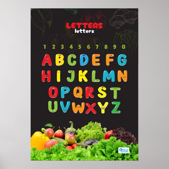 Alphabet Featuring Fruit and Vegetables Poster (Front)