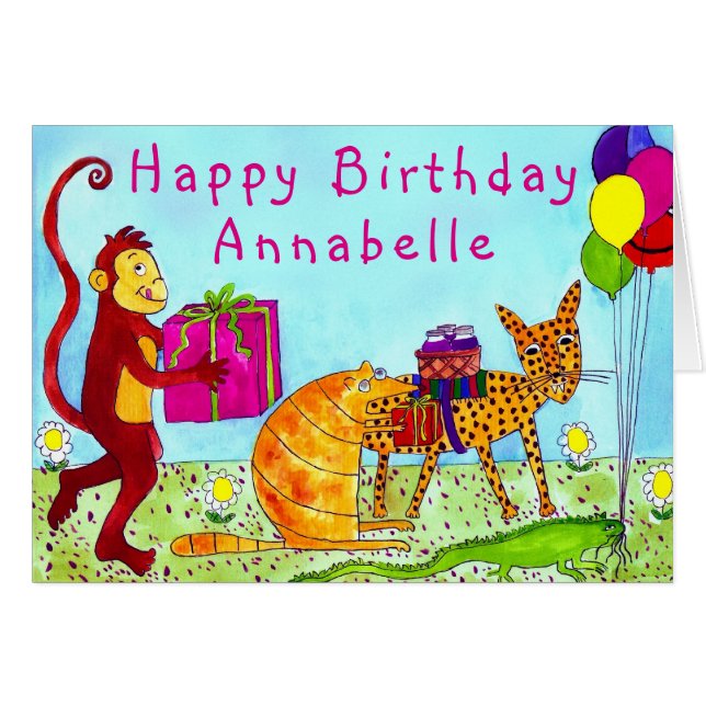 Alphabet Fiesta Birthday Card Personalise (Front Horizontal)