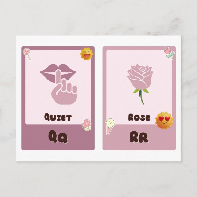 Alphabet Flashcards ,ABC Educational Cards Q,R,S,T (Front)