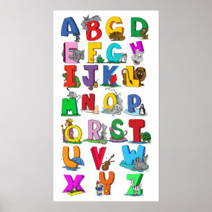 alphabet (from 14.95) cartoon wall chart