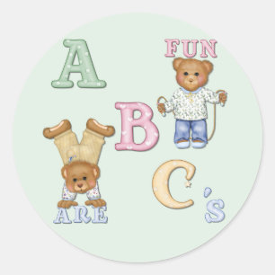 Alphabet Fun Teddy Bears Classic Round Sticker