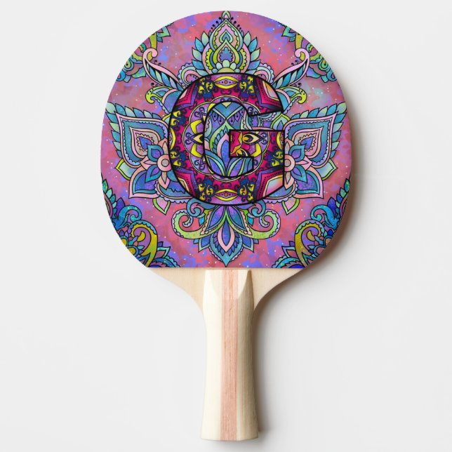Alphabet G mandala Ping Pong Paddle (Front)