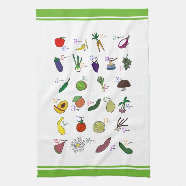 Alphabet Garden Tea Towel (Vertical)