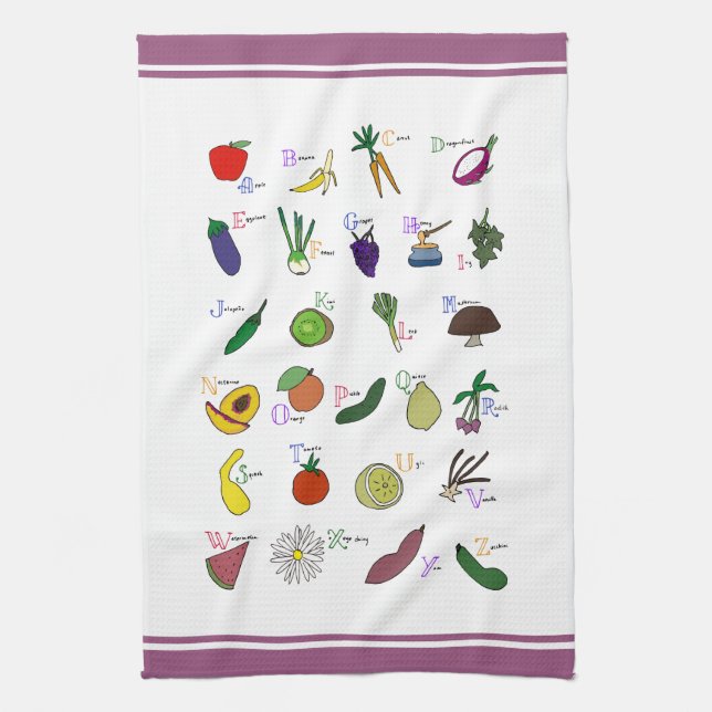 Alphabet Garden Tea Towel (Vertical)