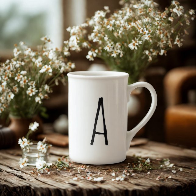 Alphabet Gifting Modern Monogram Bone China Mug (A bone china mug with space for your inital)