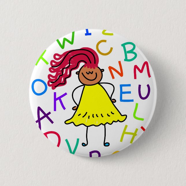 Alphabet Girl 6 Cm Round Badge (Front)