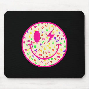 Alphabet Happy Face Back To School Teacher Lightni Mouse Pad