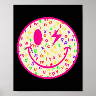 Alphabet Happy Face Ck To School Teacher Lightning Poster