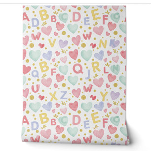 Alphabet Hearts & Pastels Wallpaper