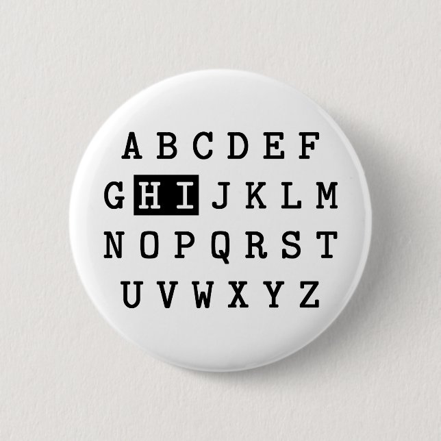 Alphabet Hi 6 Cm Round Badge (Front)