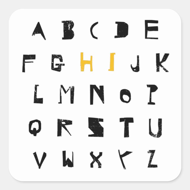 Alphabet Hi Back to School Introduction Square Sticker (Front)