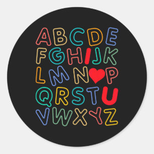 Alphabet I Love You Abc Heart U Valentines Day Tea Classic Round Sticker