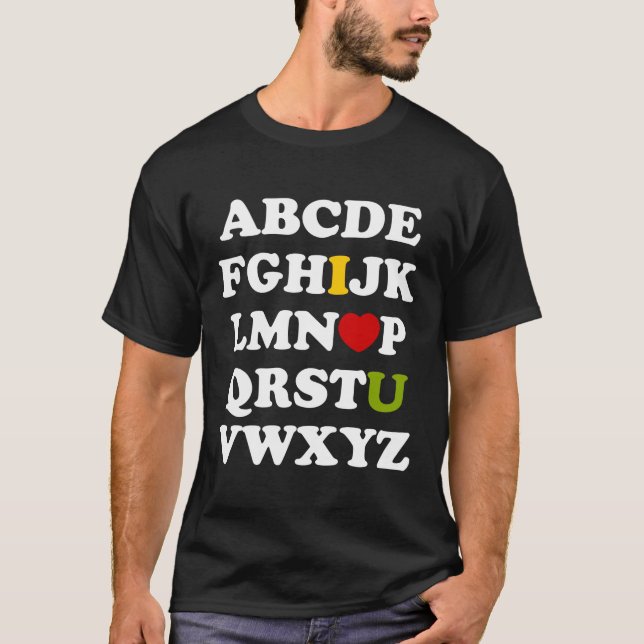 Alphabet I Love You Dark T Shirt (Front)