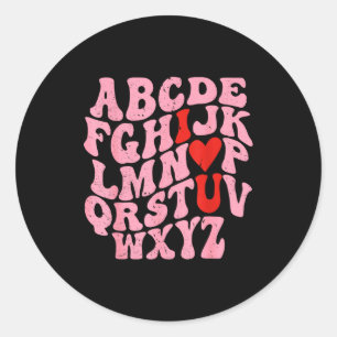 Alphabet I Love You Valentines Day Heart Teacher K Classic Round Sticker