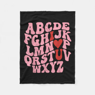 Alphabet I Love You Valentines Day Heart Teacher K Fleece Blanket