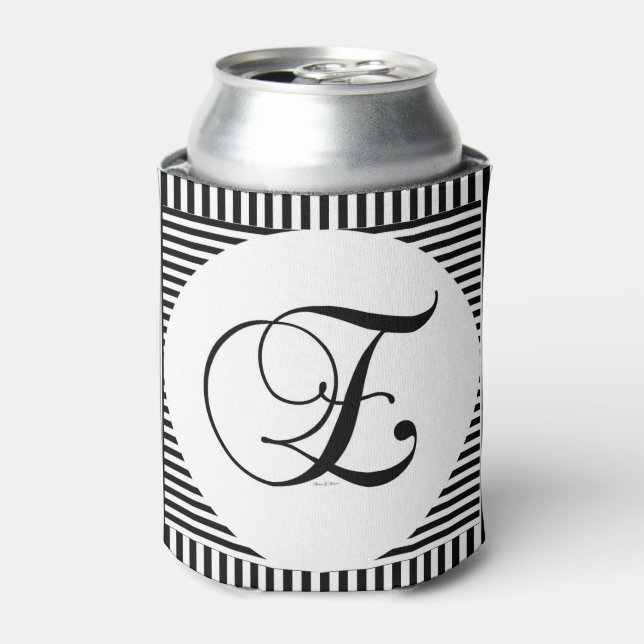 ALPHABET INITIAL E MONOGRAM CAN COOLER (Can Front)