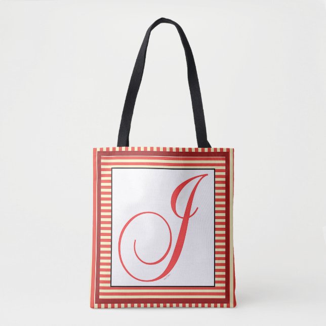 ALPHABET INITIAL J MONOGRAM TOTE BAG (Front)