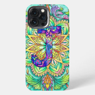 Alphabet J mandala iPhone 13 Pro Max Case