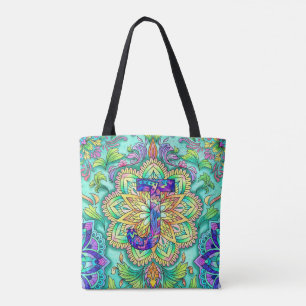 Alphabet J mandala Tote Bag