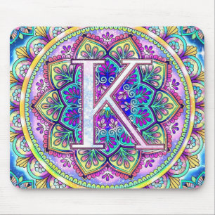 Alphabet K mandala Mouse Pad
