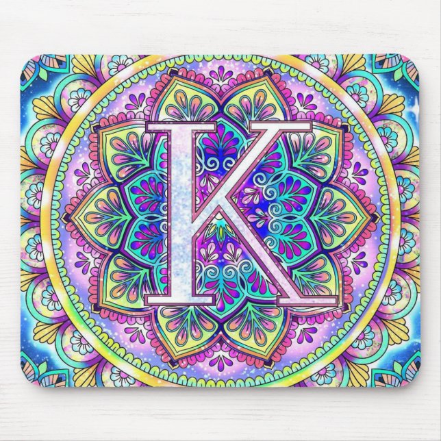 Alphabet K mandala Mouse Pad (Front)