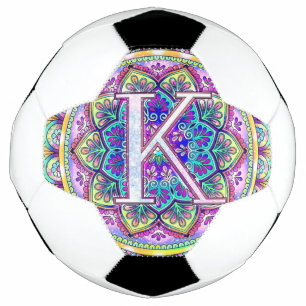 Alphabet K mandala Soccer Ball