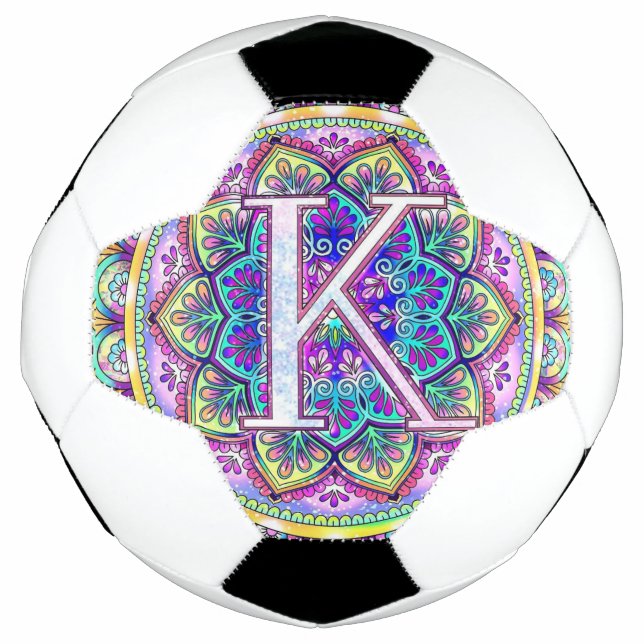 Alphabet K mandala Soccer Ball (Front)