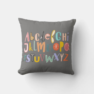 Alphabet kids cool typography cushion