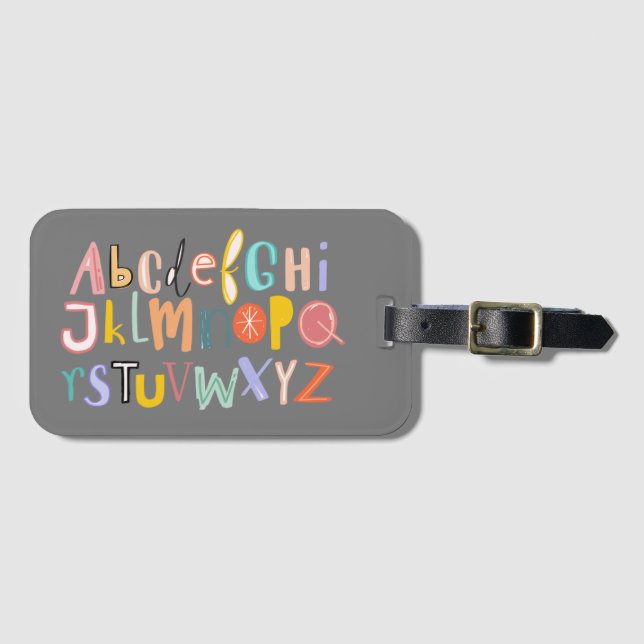 Alphabet kids cool typography luggage tag (Front Horizontal)
