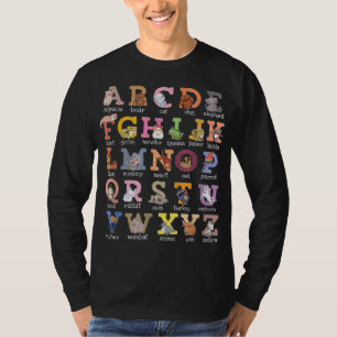 Alphabet Kids Letters Cat Dog Ferret Hamster Parro T-Shirt