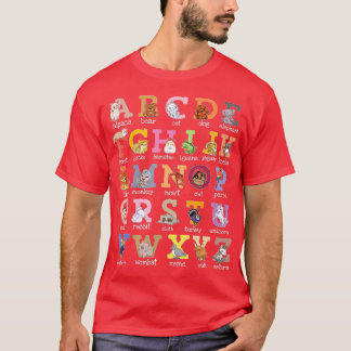 Alphabet Kids Letters Cat Dog Ferret Hamster Parro T-Shirt