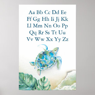 Alphabet Kids Posters Tropical Sea Turtle