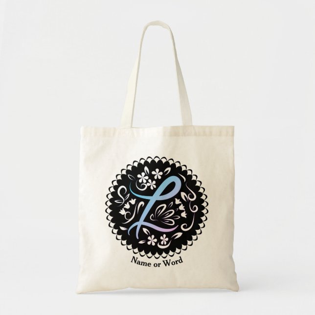 Alphabet L Monogram Handwritting Tote Bag (Front)