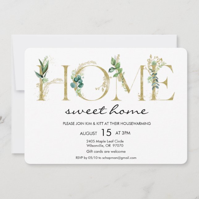Alphabet Leaf Home Housewarming Invitation (Front)
