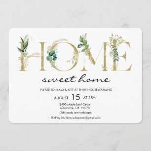 Alphabet Leaf Home Housewarming Invitation