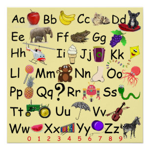Alphabet Learn ABC's 123 Pre School Picture Chart
