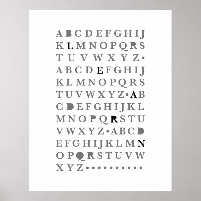 Alphabet Learn Letter Modern Typography ABC Poster (Front)
