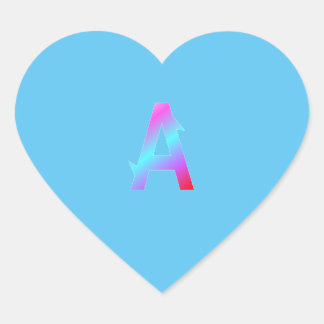 Alphabet letter A sticker. Heart Sticker