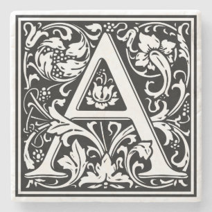 Alphabet Letter A Vintage  Stone Coaster