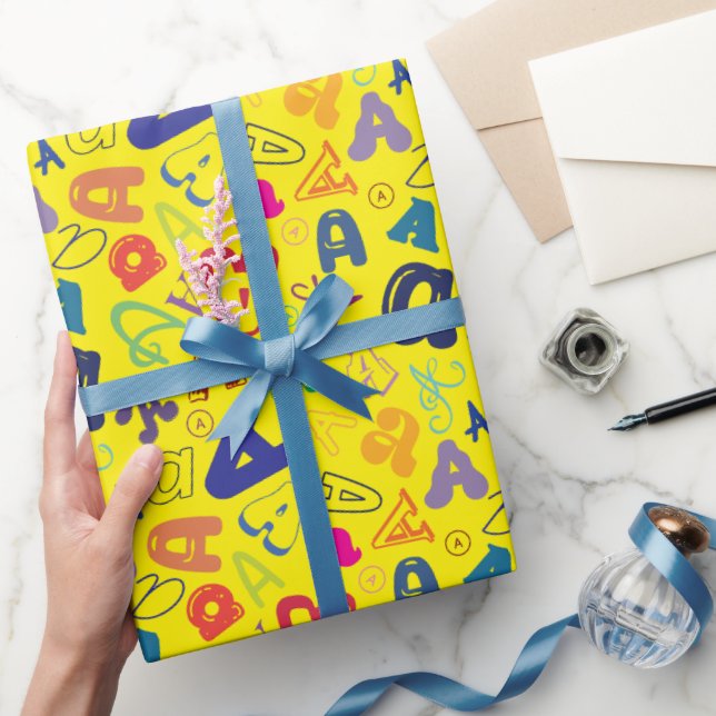 Alphabet Letter A Wrapping Paper - Yellow (Gifting)